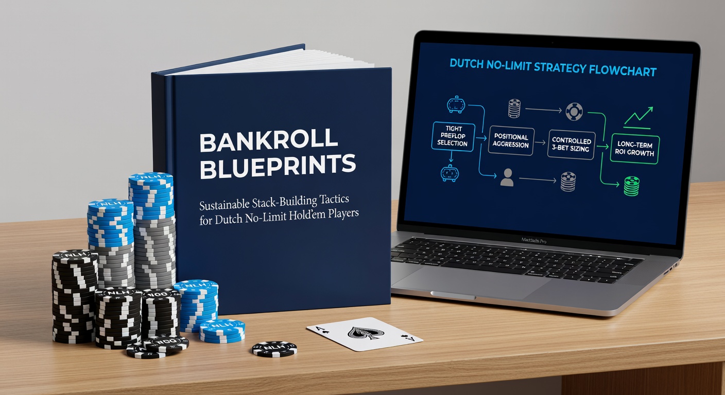 Voorbeeld van een bankroll-groeigrafiek met tactieken voor stackopbouw in No-Limit Hold'em