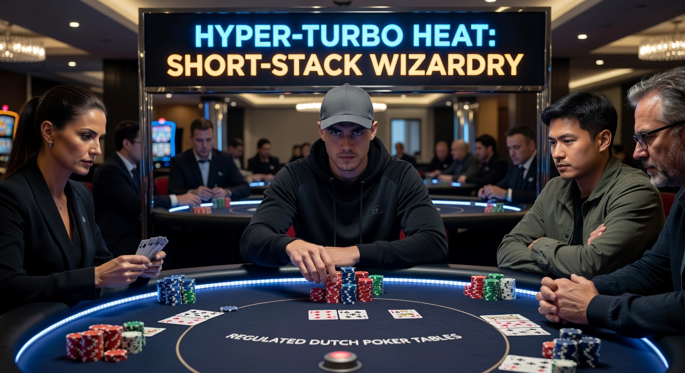 Grafiek met push-fold ranges voor short stacks in hyper-turbo, tonen percentages per positie op een Nederlands pokerplatform