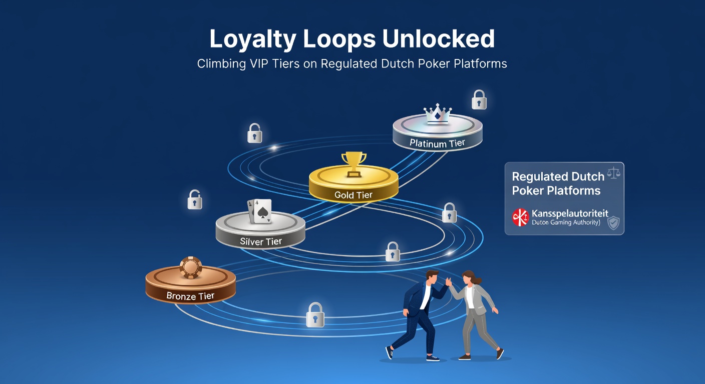 Grafiek van VIP-tiers op een Nederlands pokerplatform met stijgende loyaliteitspunten en beloningen