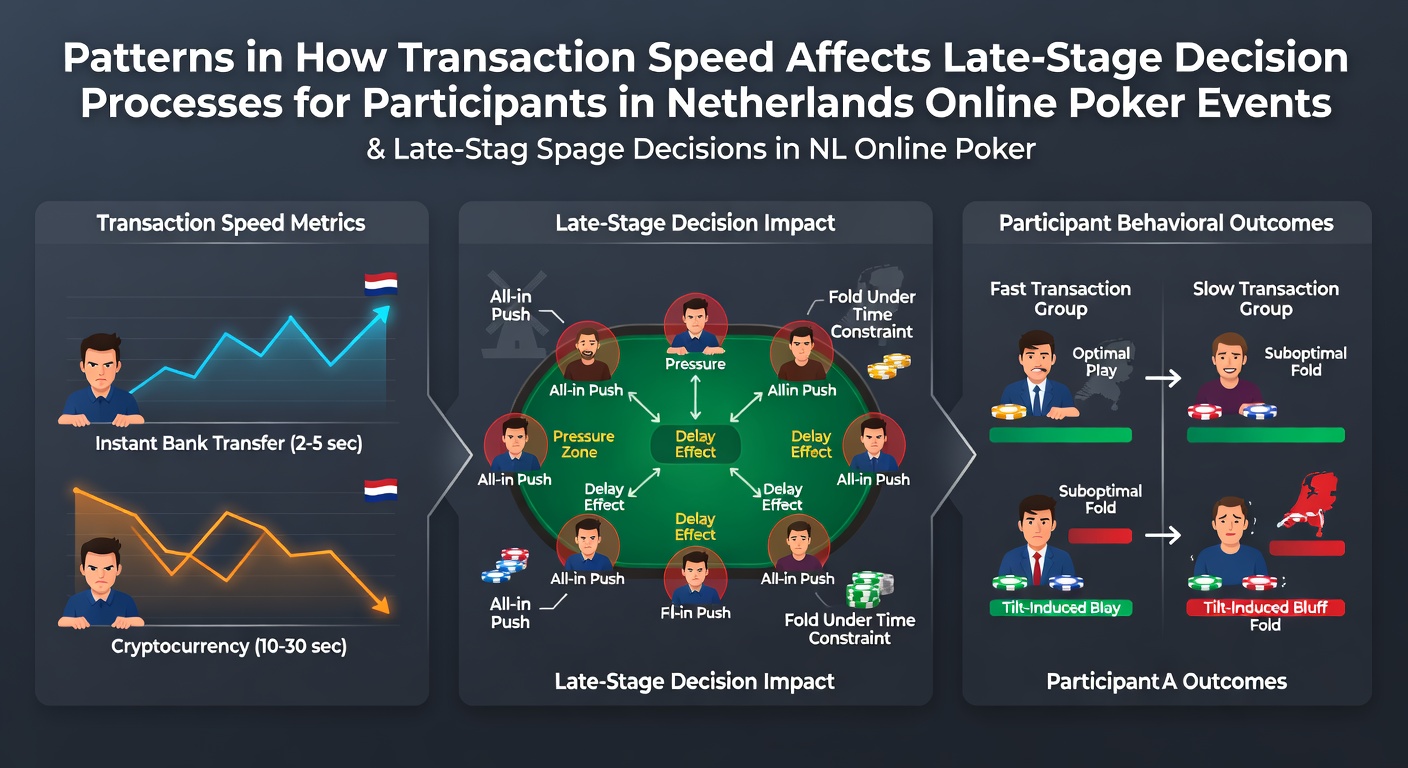 Grafiek die patronen toont in transactiesnelheid en beslissingen tijdens late fases van Nederlandse online poker toernooien